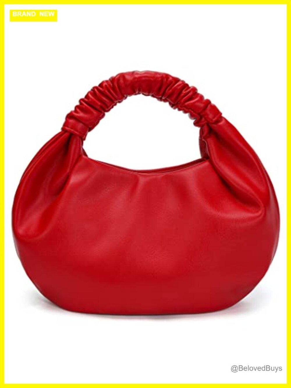 Women Faux Leather Ruched Hobo Bag